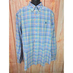 Ralph Lauren Mens XL Multicolor Plaid Button-Down Shirt 100% Cotton Stretch With